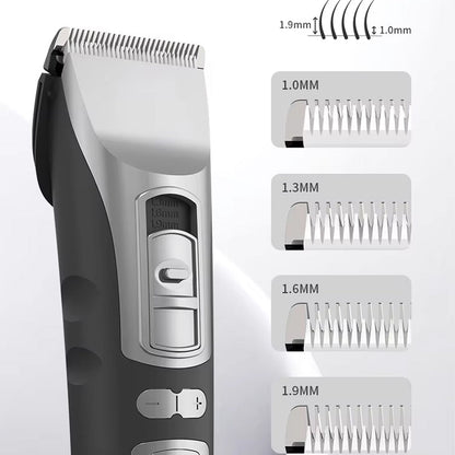 Eanmoda v3 Dog Clippers with interchangeable attachments on a white background