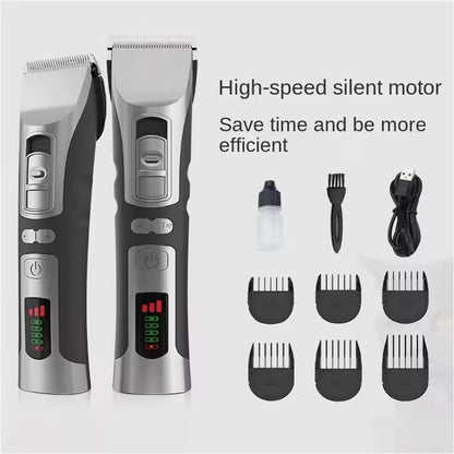 Eanmoda v3 Dog Clippers set with attachments and cable on a white background