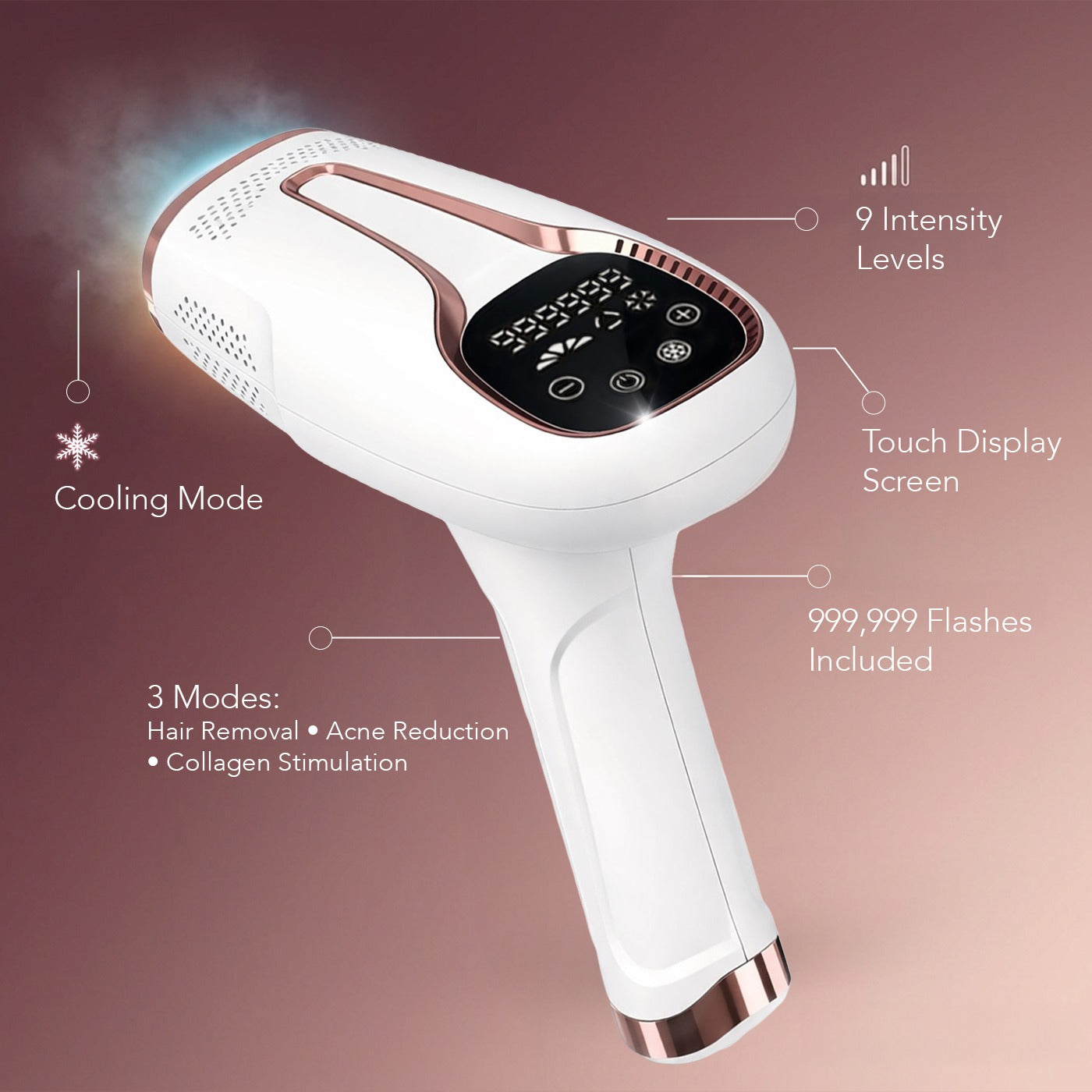 Elara IPL Laser Hair Removal Device - in-use lifestyle session on leg showing comfortable gliding
