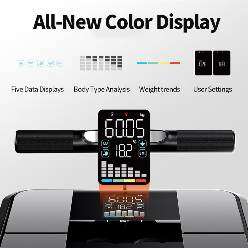 A fitness tracker or smart watch shown mounted on a handlebar, with a large colorful digital display reading 60.05 and 182.