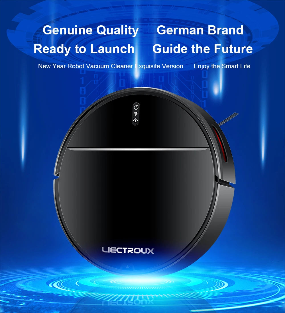 Elarvo M7S Robot Vacuum with LIectroux branding on a blue background