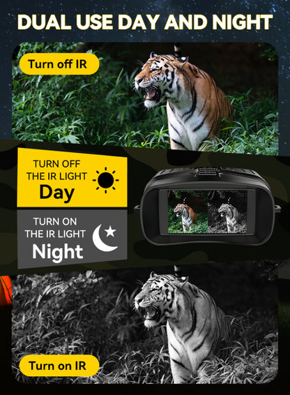Dual-use day and night vision Elarvo N4 Night Vision Goggles with tiger images on screen