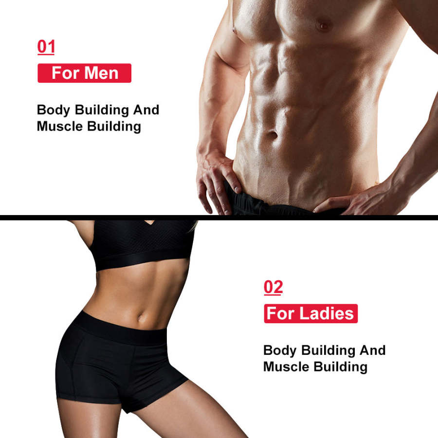Two images showing bodybuilding and muscle building for men and women.