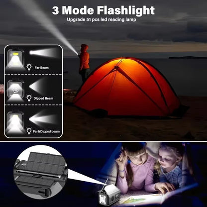 3 mode flashlight with tent and children reading by light