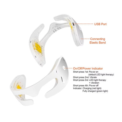White Eyviola Eye Massager with USB port and control instructions on a white background