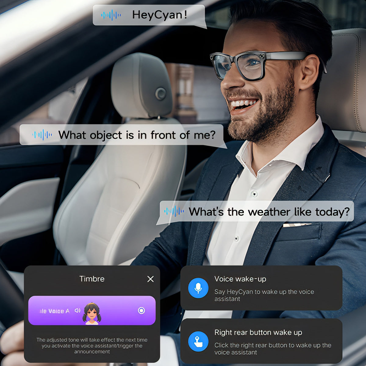 Fenzora Smart Glasses AI voice wake-up and smart Q&A