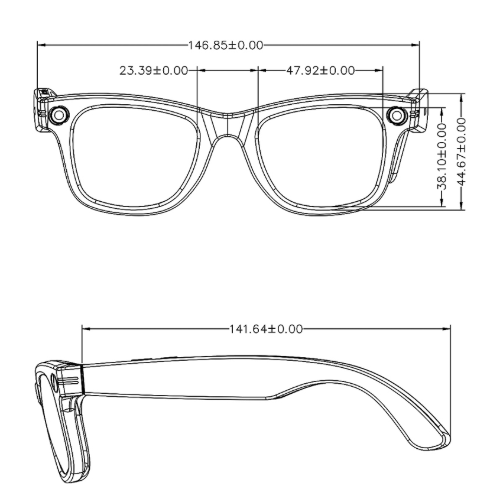 Fenzora Smart Glasses dimensions detail