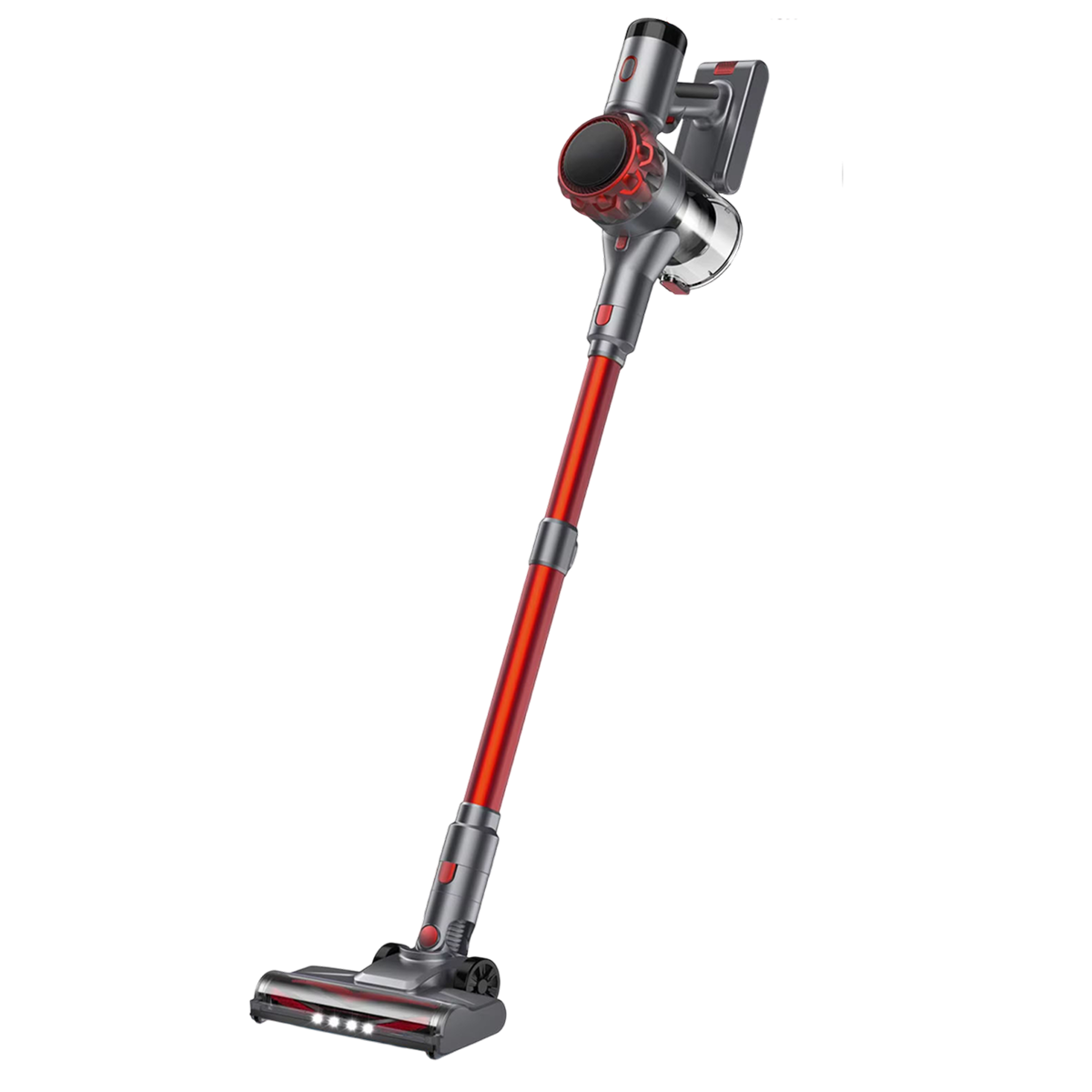 A FurVaxim V3 Vacuum Cleanerwith a metallic silver body and a prominent red handle, shown against a solid white background.
