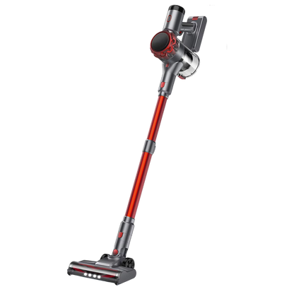 A FurVaxim V3 Vacuum Cleanerwith a metallic silver body and a prominent red handle, shown against a solid white background.