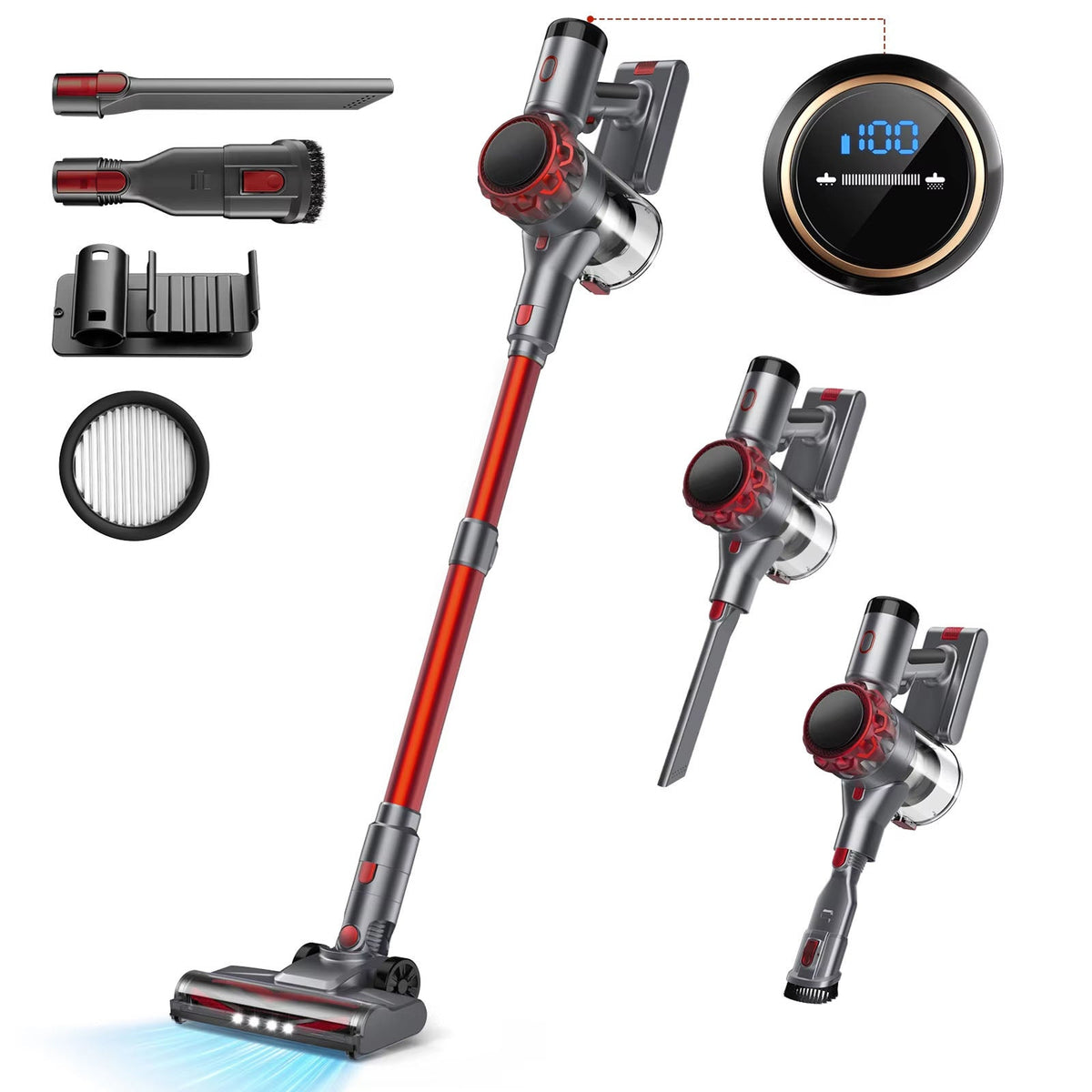 FurVaxim V3 Vacuum Cleaner with attachments on a white background