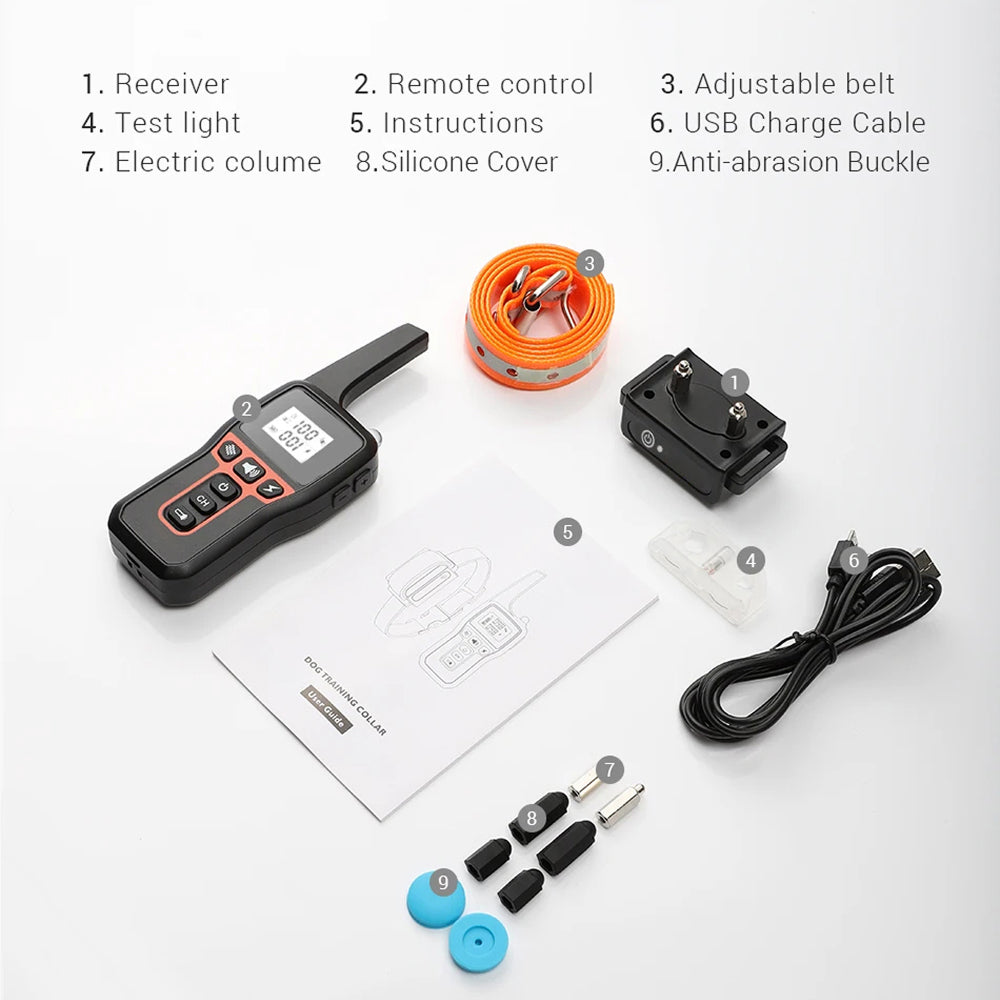 GivaxMi Dog Training Collar components on a white background with labels.