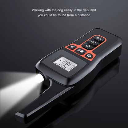 Black electronic GivaxMi Dog Training Collar with a flashlight on a dark background
