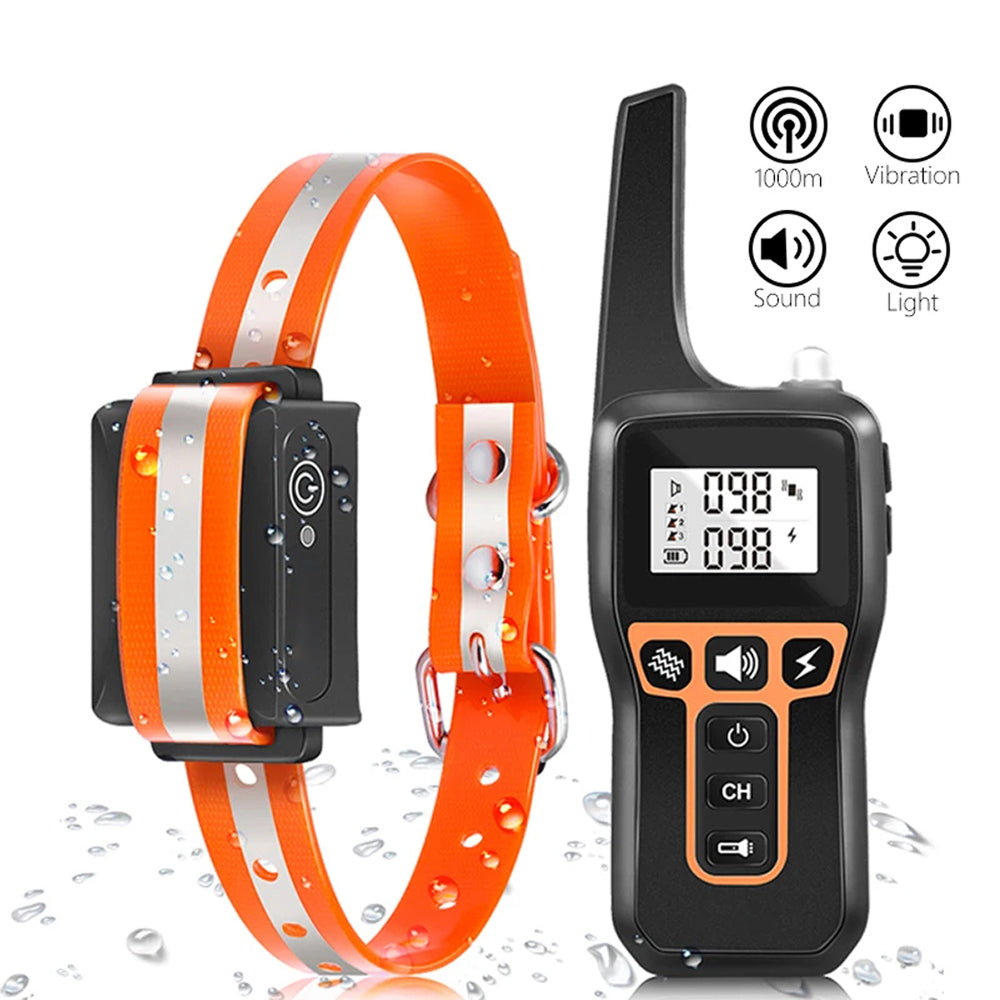 GivaxMi Dog Training Collar with electronic device and control remote on a white background