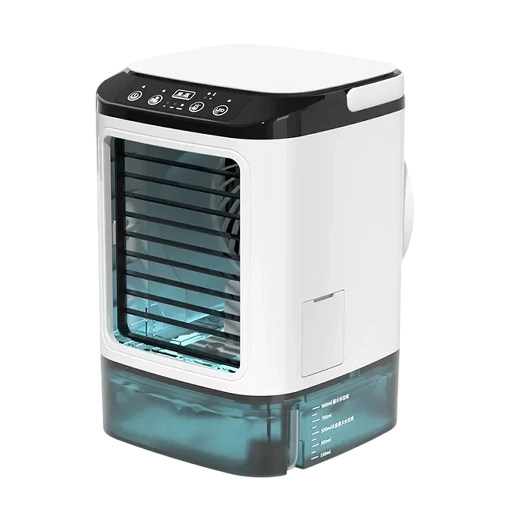 GlaciVyex Portable Air Cooler with a white and black design on a white background