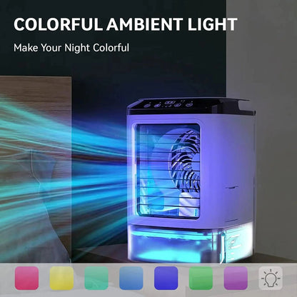 Colorful ambient light device with LED color options on a dark background