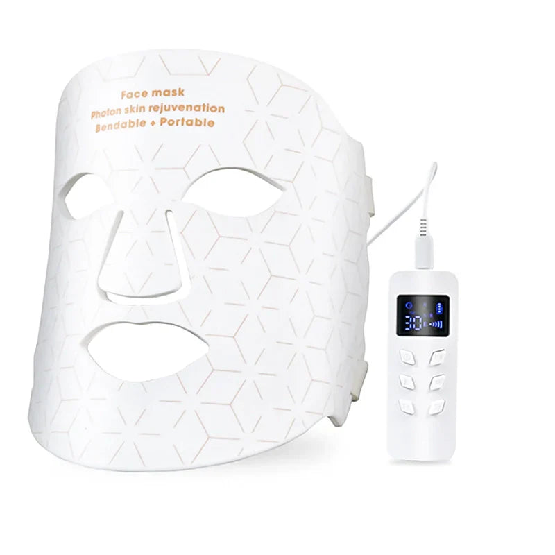 White Glomask Advanced LED Facial Mask with digital controller on a white background