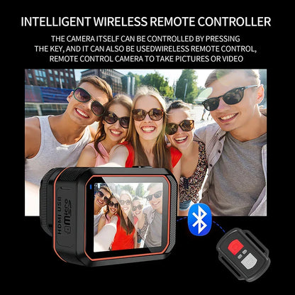 Intelligent wireless remote controller with a GripCylot Camera display and Bluetooth symbol, shown with a group of people taking a selfie.