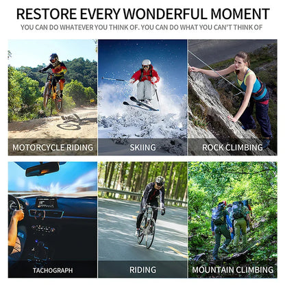 Collage of people engaging in various adventurous activities with text about restoring wonderful moments.
