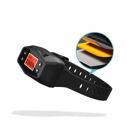 Black electronic HavinFen GPS Dog Fence with digital display on a white background