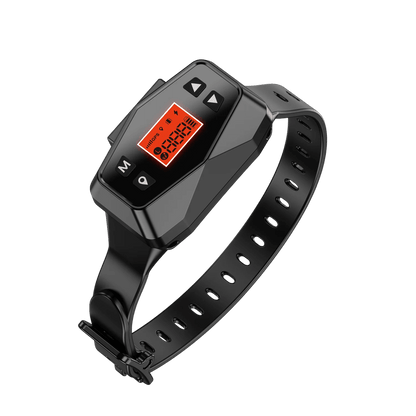 Black HavinFen GPS Dog Fence with a red display on a transparent background
