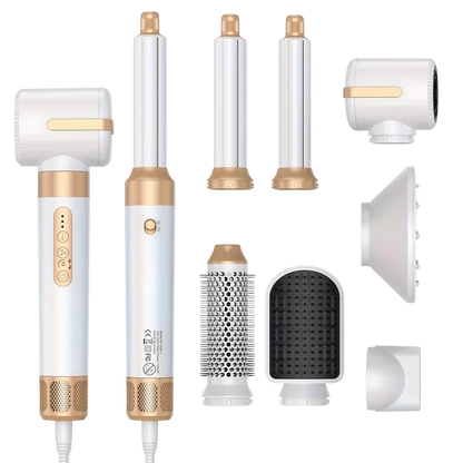 Set of IonCrafi Ionic Hair Dryer hair styling tools with attachments on a white background