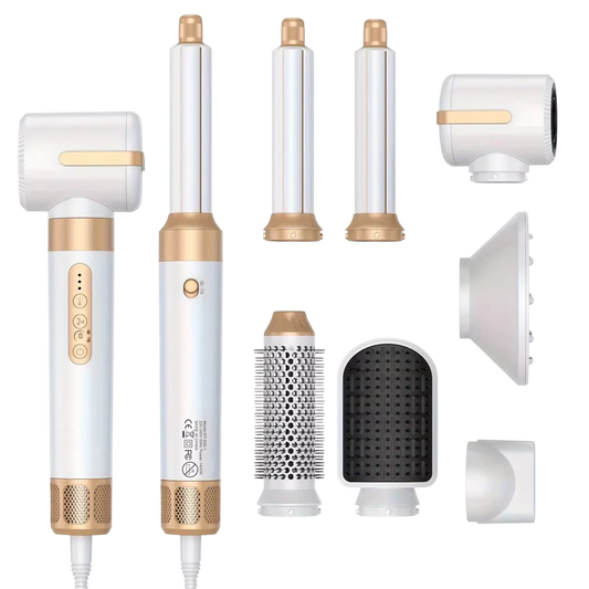 Set of IonCrafi Ionic Hair Dryer hair styling tools with attachments on a white background