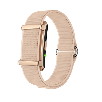 Beige Ironis Band with rose gold clasp on a white background