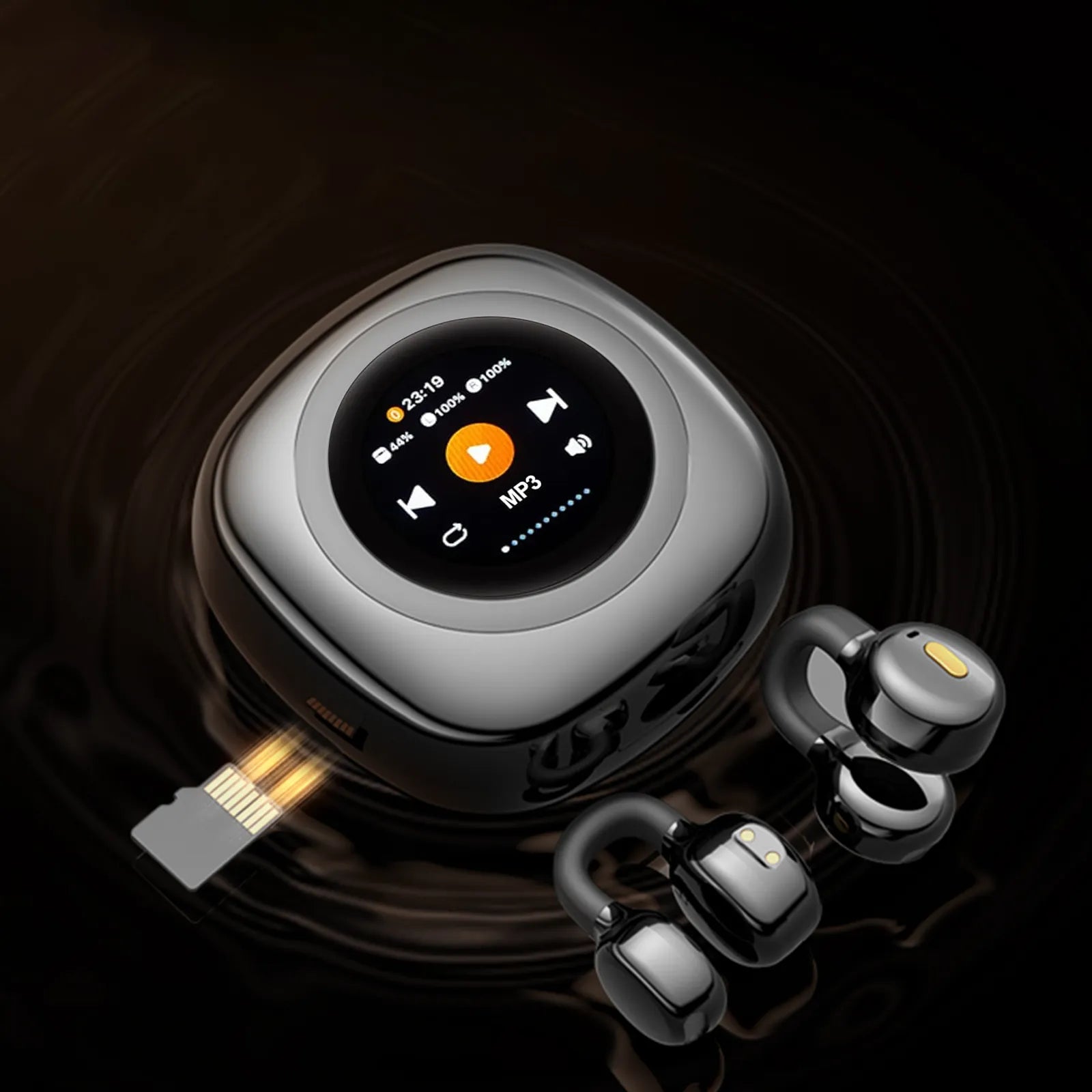 Ironis Clip-On Earphones MicroSD MP3 Playback