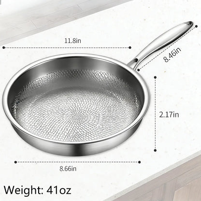 Ironis Titanium Hammered Pan with dimensions and weight displayed