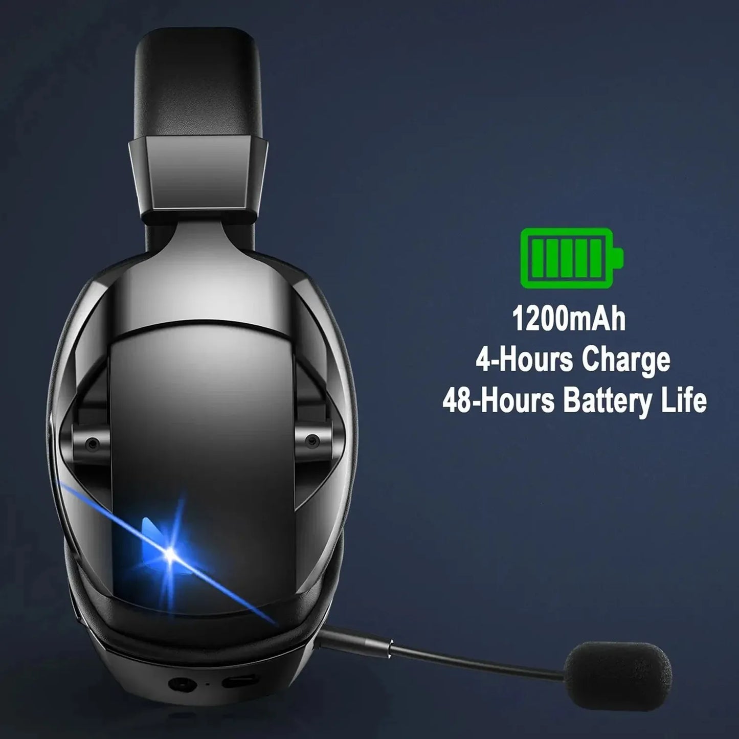 Ironis Wireless Gaming Headset with battery life information on a dark background
