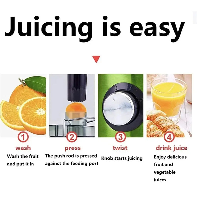 Step-by-step guide to Juicilox Juicer Machine with images and text on a white background