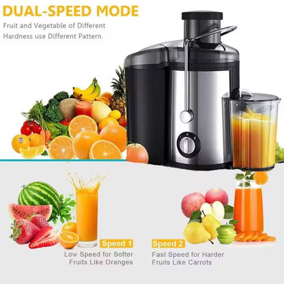 Juicilox Juicer Machine with fruits and vegetables on a white background
