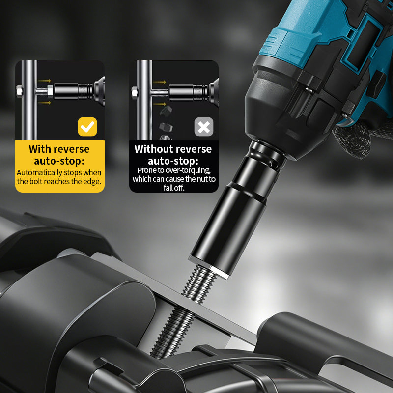 Kalvori Impact Wrench smart reverse auto-stop - prevents over-rotation keeps nuts secure during maintenance