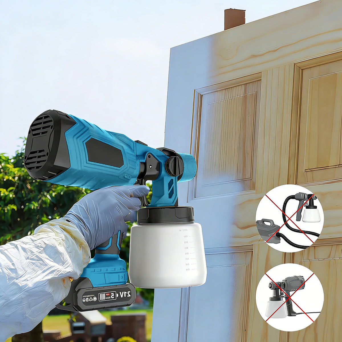 Kalvori Cordless Paint Sprayer with two 3000mAh batteries