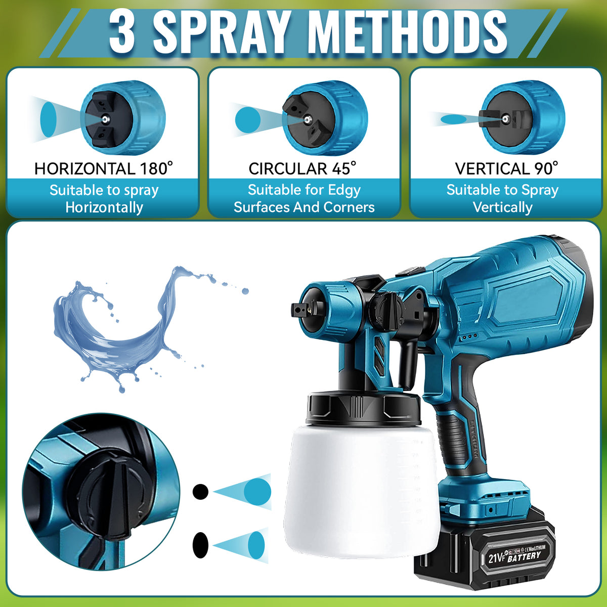 Kalvori Cordless Paint Sprayer with 4 nozzle sizes