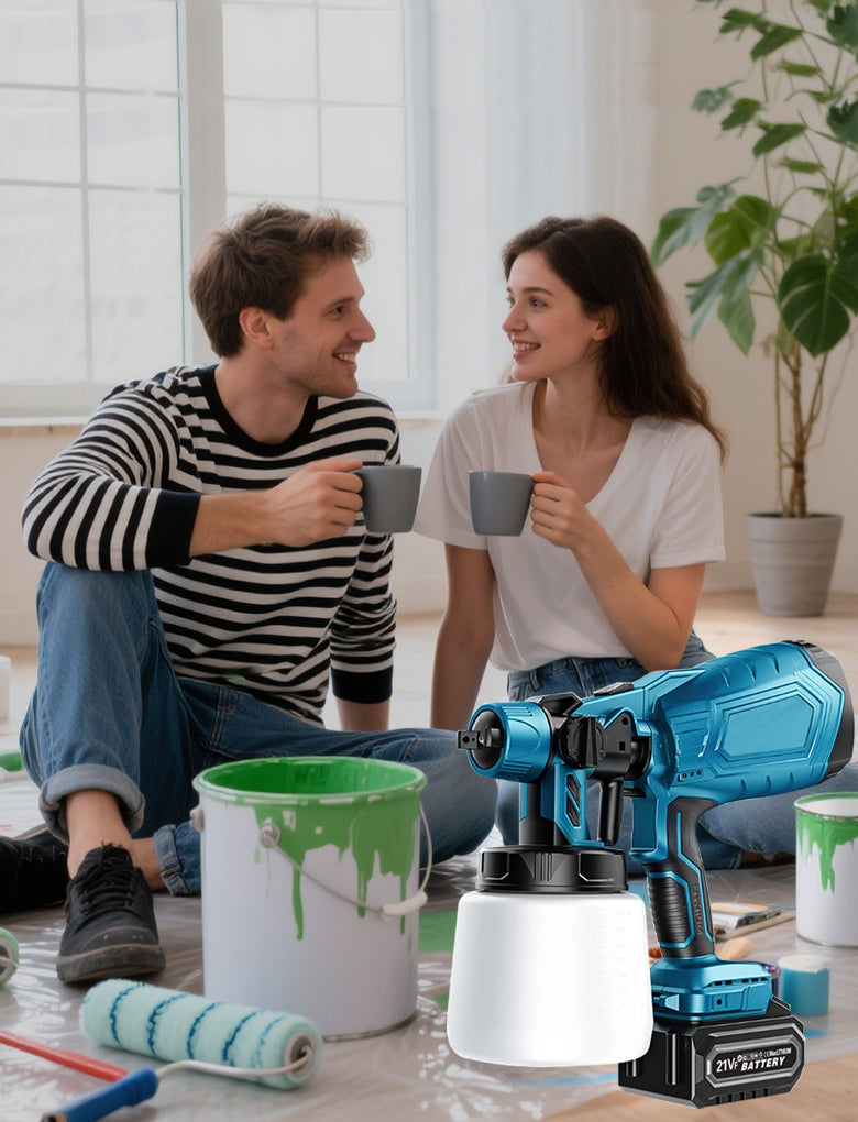 Kalvori Cordless Paint Sprayer accessories laid out