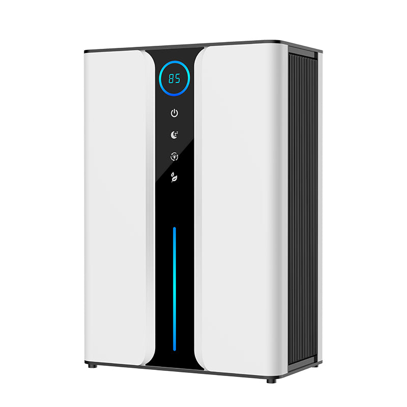 White Kalvori Dehumidifier with digital display on a white background