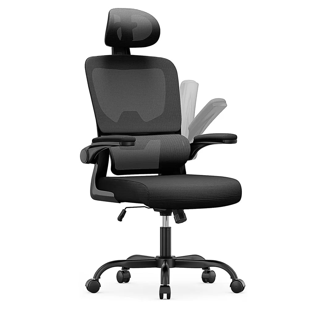 Black Kalvori Ergonomic Office Chair with mesh backrest on a white background