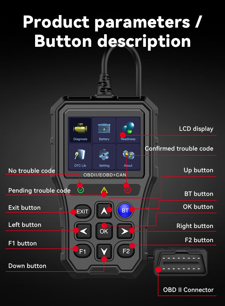 Kalvori OBD2 Scanner compatibility portrait - works with all OBD2 standard vehicles plug into port