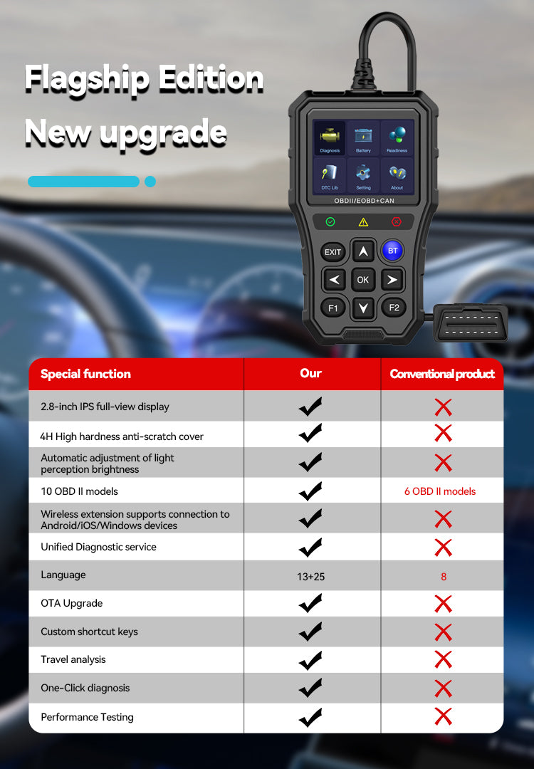 Kalvori OBD2 Scanner app portrait - OTA update and malfunction alert notification on phone
