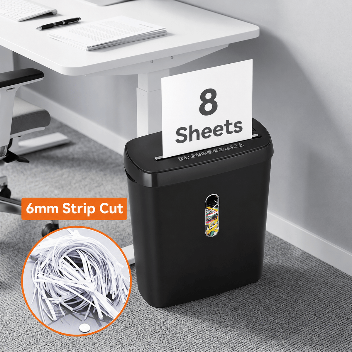 Kalvori Paper Shredder 8-sheet capacity banner