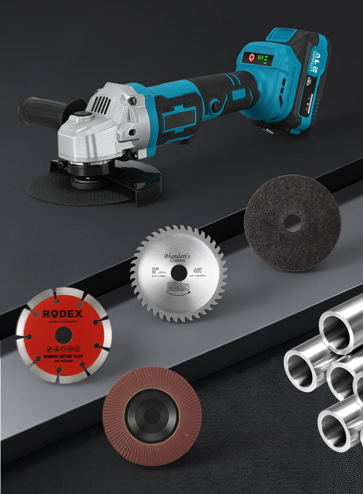 Kalvori Angle Grinder feature detail portrait - 21V 1200W specifications and design highlights