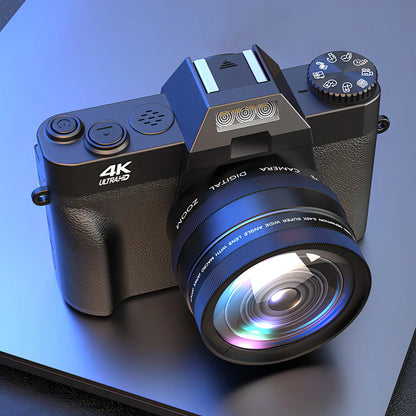 Keovy Digital Camera with a large lens on a reflective surface