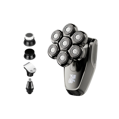 Keovy Head Shaver with multiple attachments on a white background