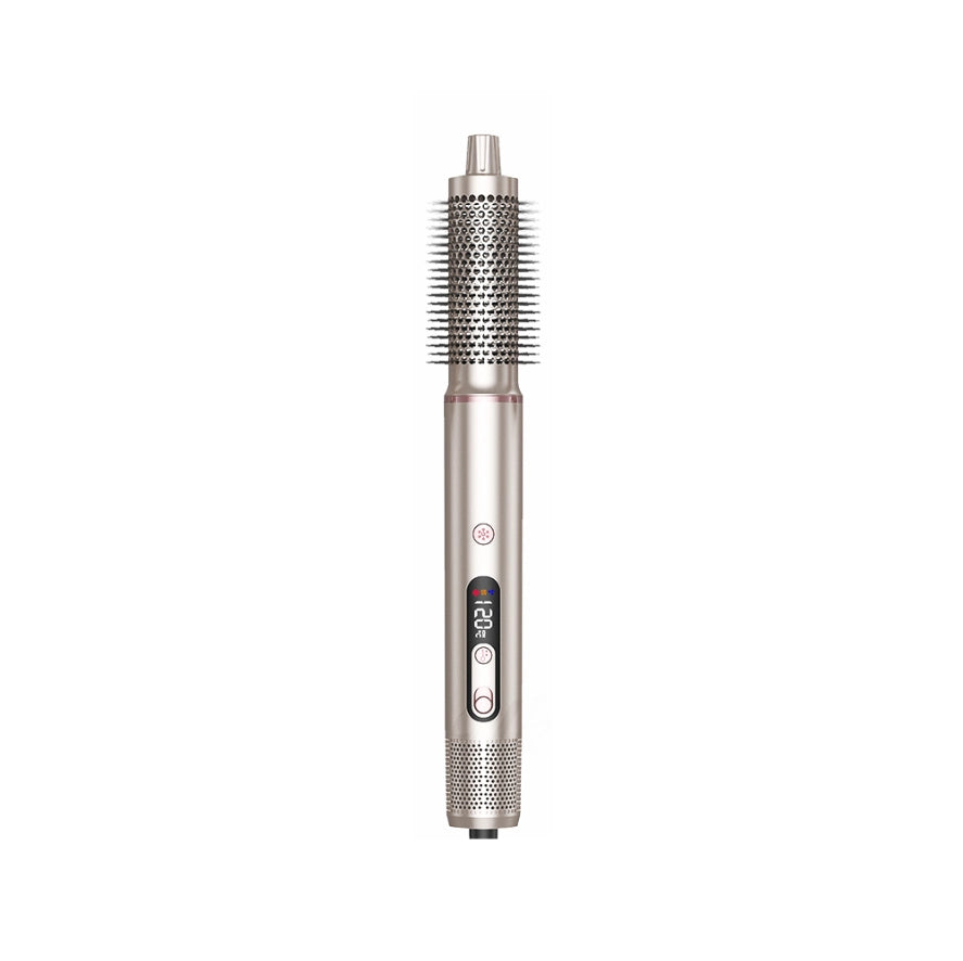 Silver Keovy Hot Air Brush with bristle brush head on a white background