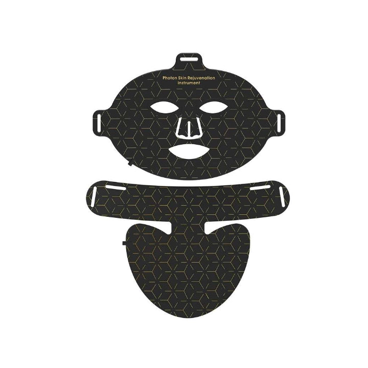 Black Keovy LED Face Mask with geometric design on a white background