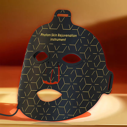 Keovy LED Face Mask with geometric design on a warm background