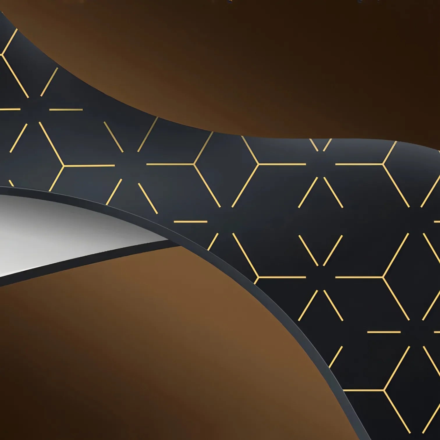 Keovy LED Face Mask pattern with gold lines on a black background