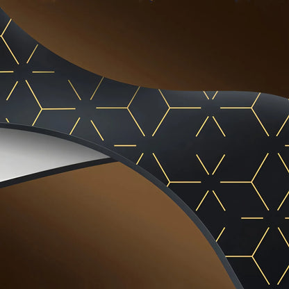 Keovy LED Face Mask pattern with gold lines on a black background