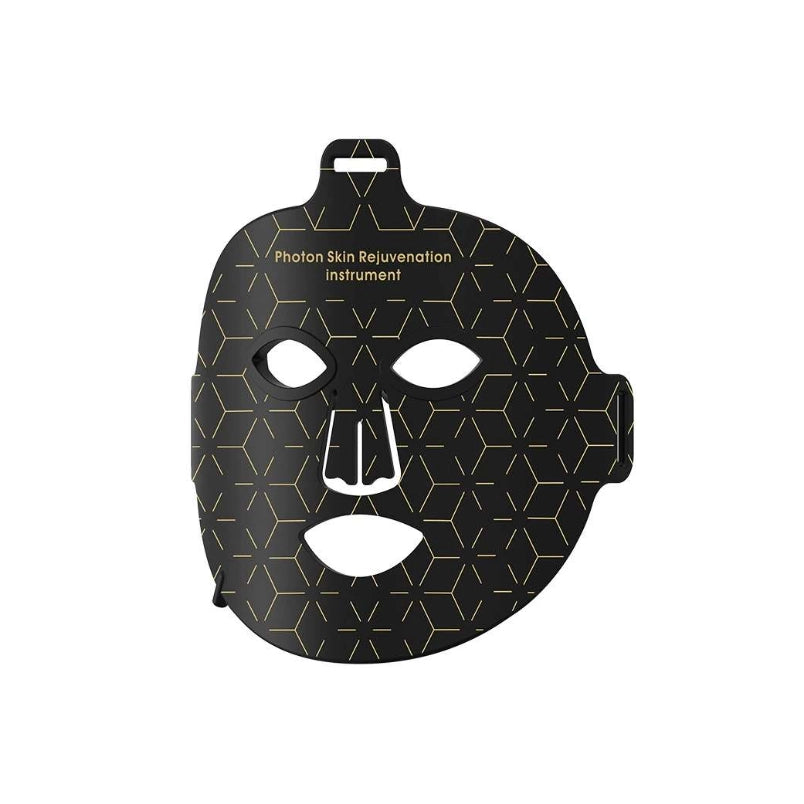 Black Keovy LED Face Mask with geometric pattern on a white background